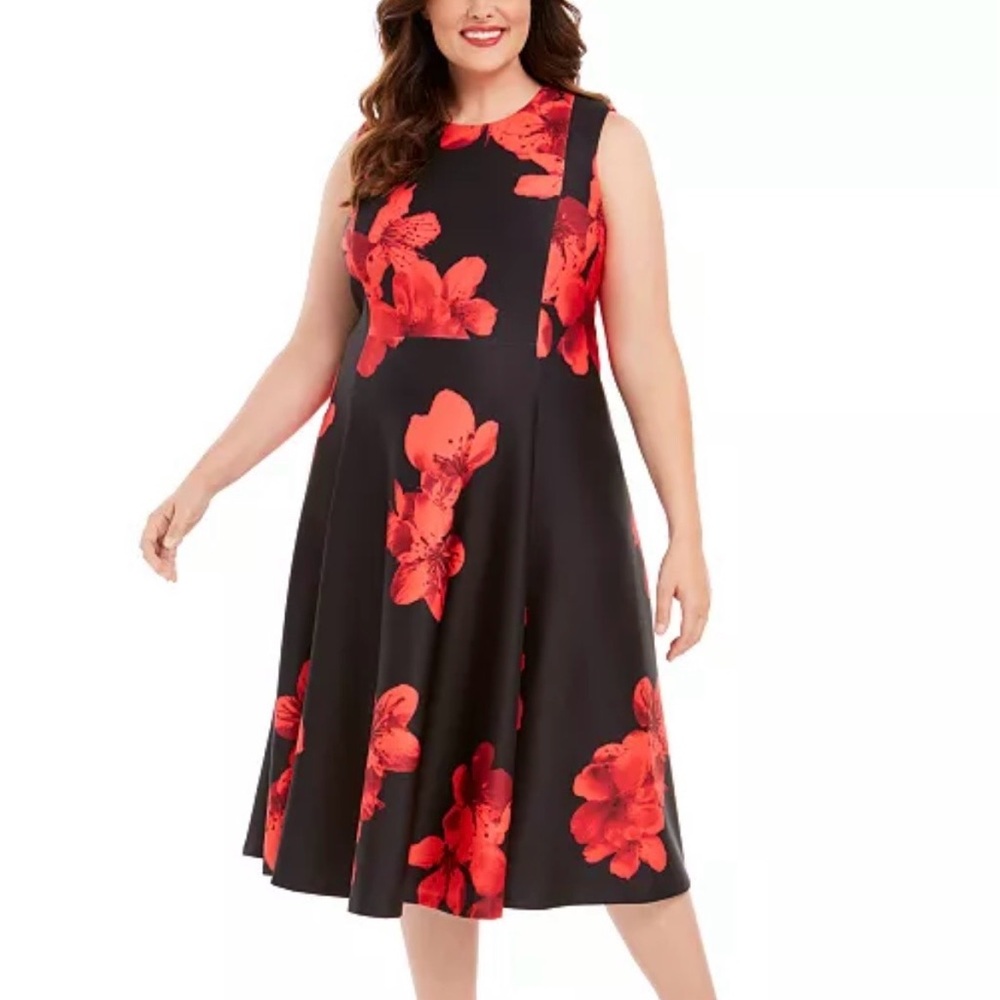 Calvin Klein Floral-Print Fit & Flare Dress